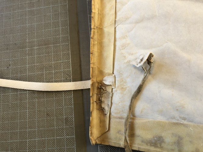 Restoration of a binding in parchment