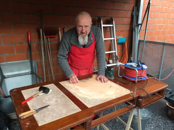 Leather inlay on antique furniture