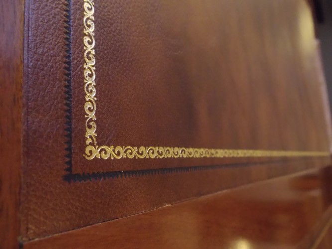 Leather inlay on antique furniture